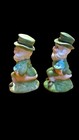 Vintage Leprechaun Pixie Elf St Patricks Day Bisque Ceramic Figurine Set Of 2