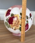Antique Gwtw Painted Flowers Glass Globe Oil Lamp Shade Signed R  Dye 9 25   