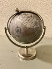 Metal Chrome World Globe Map Rotating  Desktop Decor 8    Tall