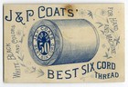 J   P Coats Best Six Cord Thread 1880 s Victorian Trade Card Children Reading
