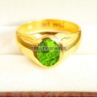 Peridot Oval Cut With 925 Sterling Silver Gold Plated Ring For Men s  b466