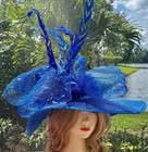 Blue Kentucky Derby Tea Party Church Straw Sun Hat