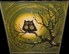 Vintage C Roberts Original Owl Love Birds Painting 37x37 Wall Art Signed