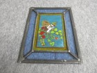Antique Stained Glass Window 26cm X 20cm With Crack  Vintage Decor