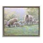  Misty Morning Sheep On Hill Framed Floater Canvas 31l  X 25w  Brown Floating
