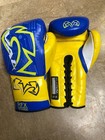 Custom Made Boxing Gloves Real Cowhide Leather Sparring Gloves 16oz Yellow Blue