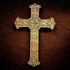 Brass Wall Crucifix Ornate Filigree Catholic Cross Vintage Religious Decor Inri