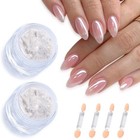 Pearl Chrome Nail Powder Set - 2pcs Glazed Donut Effect  Shimmer Glitter Dust Fo