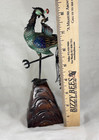 Antique 8    Chinese Silver Gilt Filigree Enamel Turquoise Peacock Bird Sculpture
