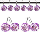 Bling Rhinestone Shower Curtain Hooks - 12 Pcs Rolling Bathroom Hooks