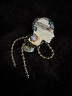 Vintage 1980s Art Deco Revival Metallic Cameo Lady Flapper Face Brooch