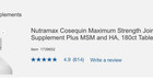 Nutramax Cosequin Max Joint Health Supplement Plus Msm   Ha  180ct  exp  04 2026