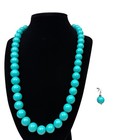 S925 Sterling Silver Turquoise Beaded Necklace   Dangle Earring Set Att China