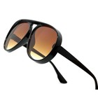 Retro Classy Sunglasses Black Frame Brown Lens Fashion Eyewear Uv400 Protection