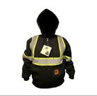 Men s Workwear  Canvas Hooded Bomber Reflective Jacket  Winter Thermal