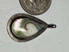 Vintage Antique Sterling Silver Abalone Teardrop Pendant