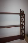 Vintage Mahogany Wood 3 Tier Wall Shelf Carved Fretwork Dbl Plate Ridge Butler