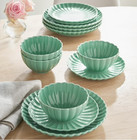 The Pioneer Woman Colette 12-piece Stoneware Dinnerware Set  Green Viral
