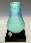 Antique Art Nouveau Van Briggle 6in Peacock Feather Vase W  Ming Blue Matte Aqua