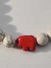 Vintage White Howlite Beaded  Red Elephant Bracelet