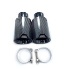 2pcs Inlet63mm Glossy Black Carbon Fiber Exhaust Tip Fit For M Performance Pipes