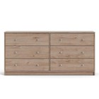 Tvilum Portland Contemporary 6 Drawer Double Dresser In Jackson Hickory