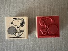   Set Of 2  Peanuts Snoopy   Snoopy With Racket Wood Mounted Rubber Stamp - New