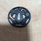 Iron Leaf Tsuba  Echizen  Vintage Iron Sword Fittings  Antique Weapon Accessory
