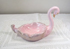 Vintage Mid Century 1950 s Swan Ash Tray   Dish Pink With Gold Accents Mcm 9 