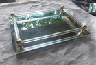 Vintage Glass Vanity Mirror Dresser Tray - Art Deco  Perfume Make Up Display 