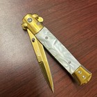 9   Gold Pearl Quick Open Blade Edc Tactical Pocket Knife Gift For Holliday