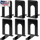 Book Ends  Metal Bookends For Shelves  Non-skid Book End To Hold Books  Black Bo
