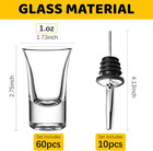 60-pack 1oz Shot Glasses Set With 10 Pourers - Heavy Base Shot Glasses Bulk