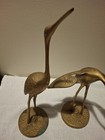 Vintage Pair Of Brass Crane Egret Bird Figurines Korea Tallest  12 