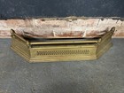 Antique Fire Fender  Pierced Brass Geometric Pattern Decoration  Fireplace Guard