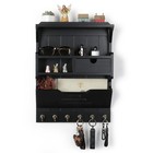 Wall Mail Organizer With Storage Drawer And 6 Hooks  Easy Install Key Rack Fo   