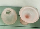 Vintage Frosted Pink Glass Fairy Lamp Candle Holder Floral Pattern   Shade