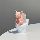 Adorable Pink Pig On Toilet Figurine - Whimsical Pvc Decor For Home  Office    C