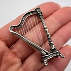 Vintage Miniature Figure Statue Silver 800 Music Harp Signed Italy 8 8 Gr