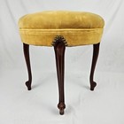 Antique Louis Xv Ottoman Seat Walnut Gold Tufted Velvet Upholsteryfrench 