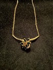 14k Yellow Gold Cable Chain Necklace 18in Blue Marquise Sapphire Flower Pendant