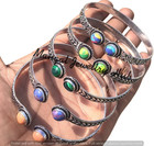 Charoite   Mix Gemstone Antique Bangles 925 Sterling Silver Plated Jewellery Lot