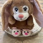 Russ Tootsie Bunny Rabbit In Pink Slippers 8  Vintage Stuffed Animal 1980s