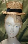 Antique 1890 s Victorian Cycling Hat Straw W Provenance Note postcard Boater