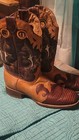 Men s Two-tone Exotic Lizard Leather Cowboy Boots - Brown   Tan Western Boots