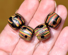 Antique Venetian Lampwork Semi Feathered Italian Stripe Eye Beads  African Trade