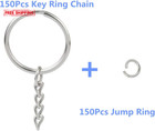 150 Pcs  1 Inch 25mm Split Keyrings With Chain Silver Keychain Ring  Key Chains 