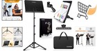 Music Stand Steel Height Adjustable 67in With Carrying Bag Clip Desktop