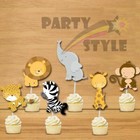 24pcs Cupcake Picks Toppers Jungle Theme For Kids Birthday Baby Shower Party
