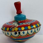 Vintage Ohio Art Metal Spinning Top Wood Handle Litho Tin Toy Zebra Circus 5   